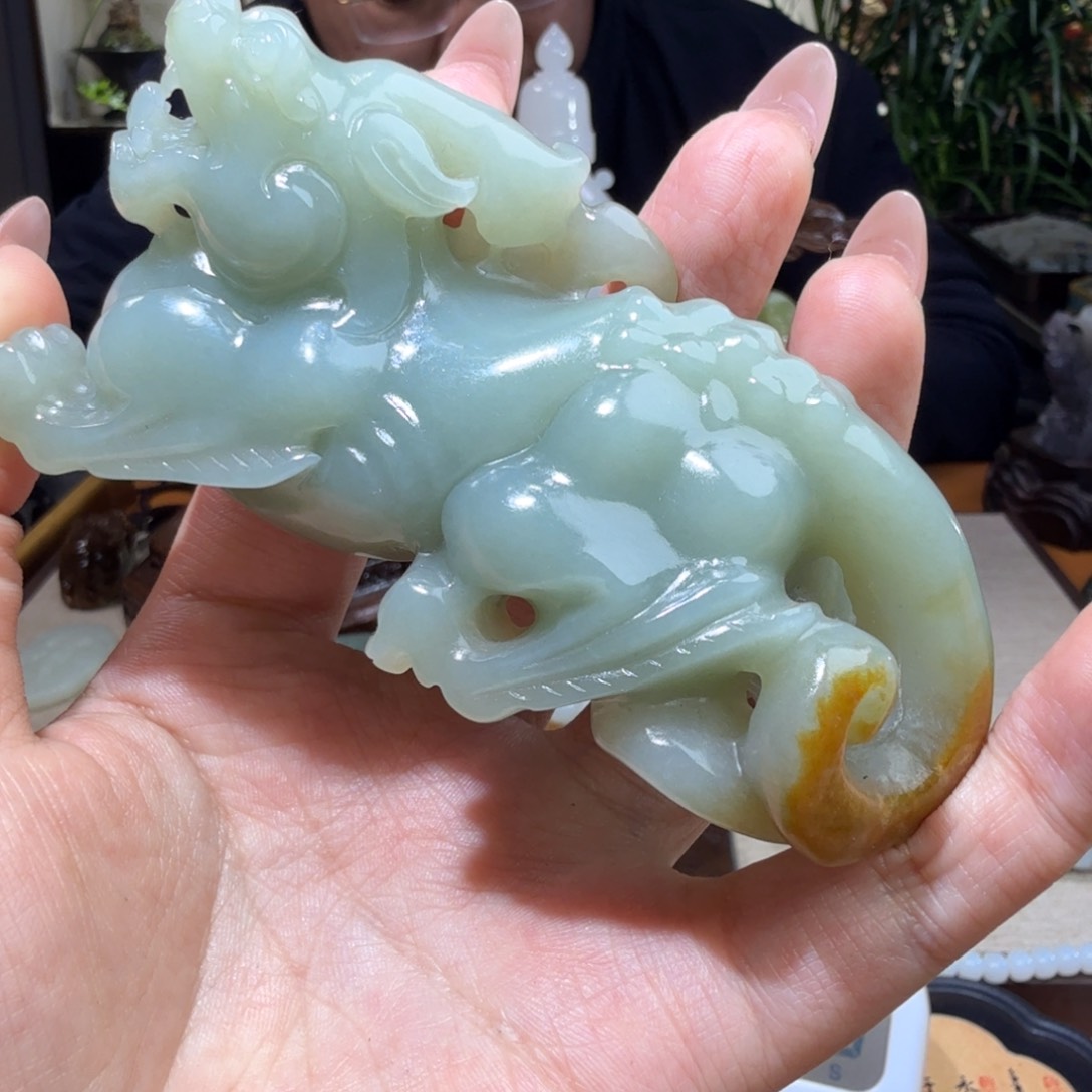 和田玉摆件未镶嵌花**康