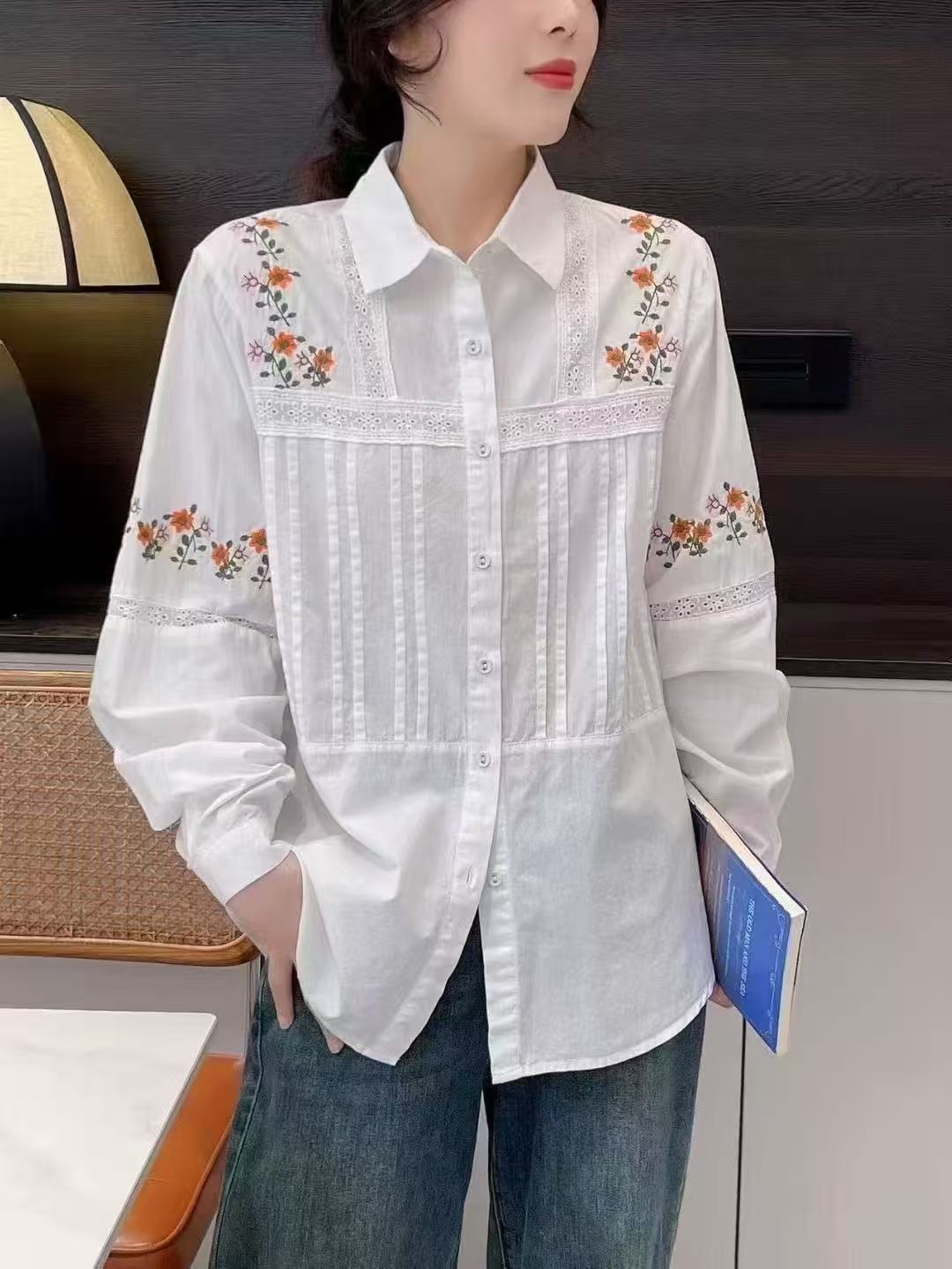 （再见时光）复古上衣时尚国风精工刺绣休闲