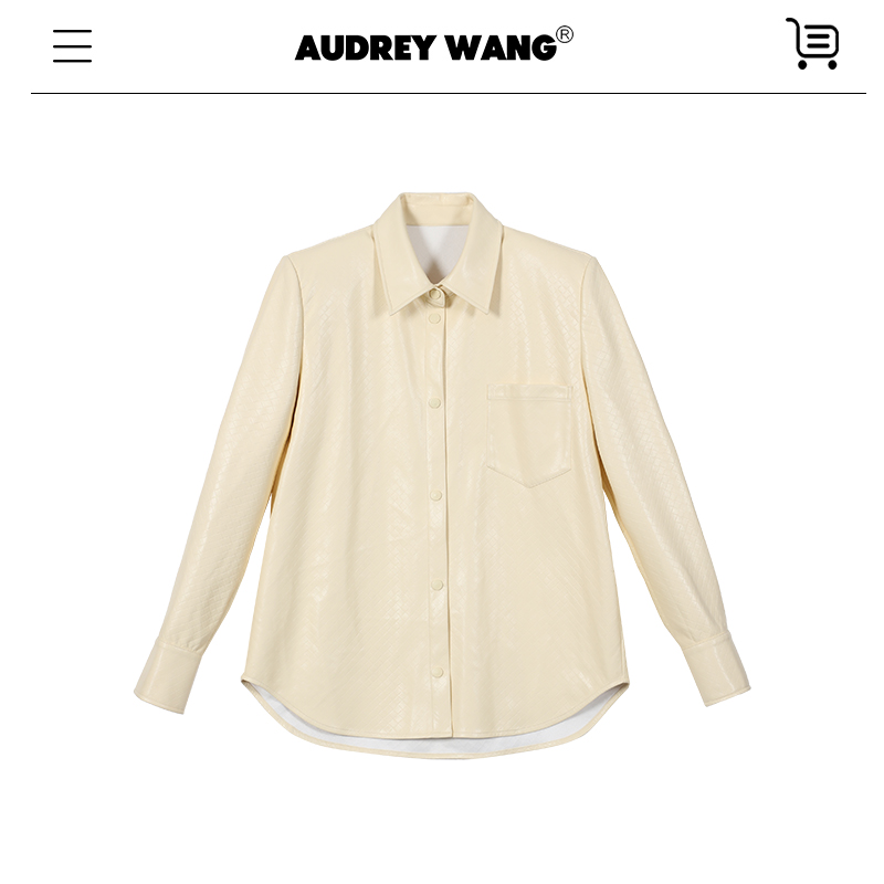AUDREYWANG香槟气泡水编织环保pu衬衫11791