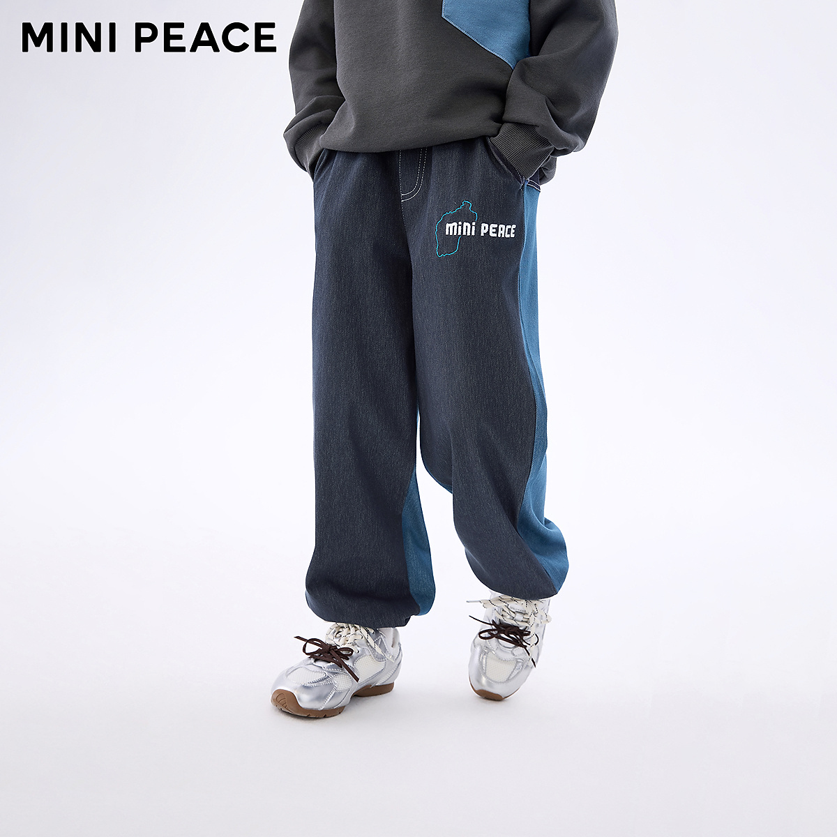 MINIPEACE太平鸟童装男童裤子秋季新款撞色儿童仿牛仔裤长裤潮