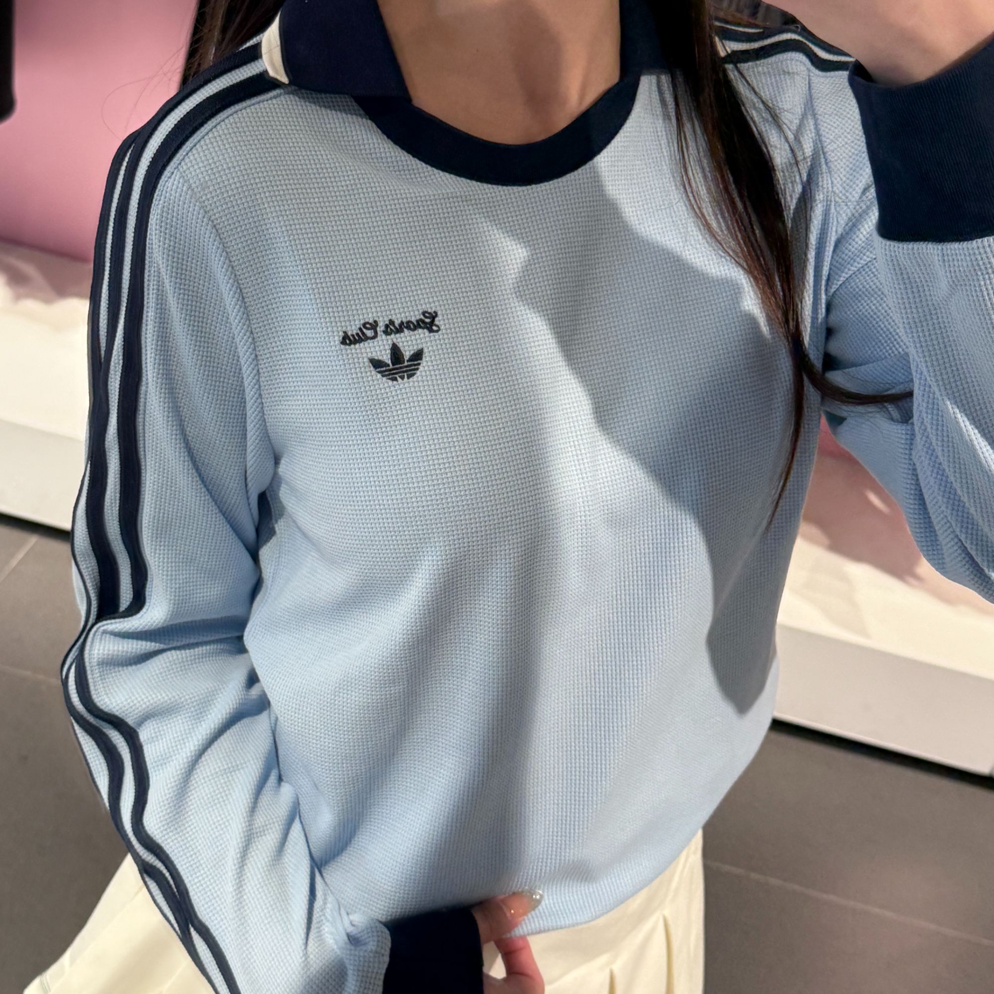 adidas三叶草套头欧若风柔软舒适长袖POLO衫 JM8011