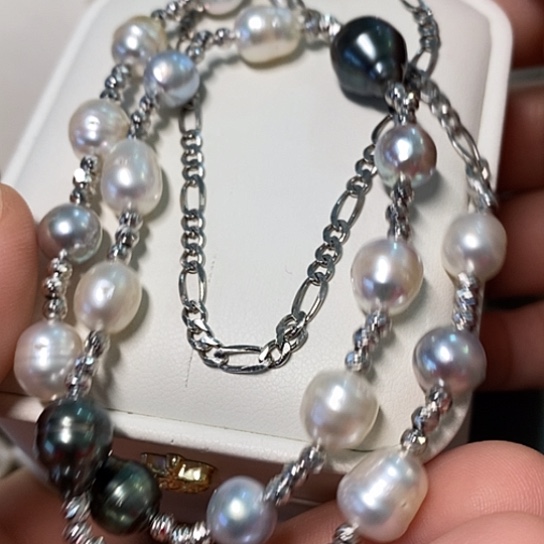 海水珍珠颈饰银S925镶嵌9-10