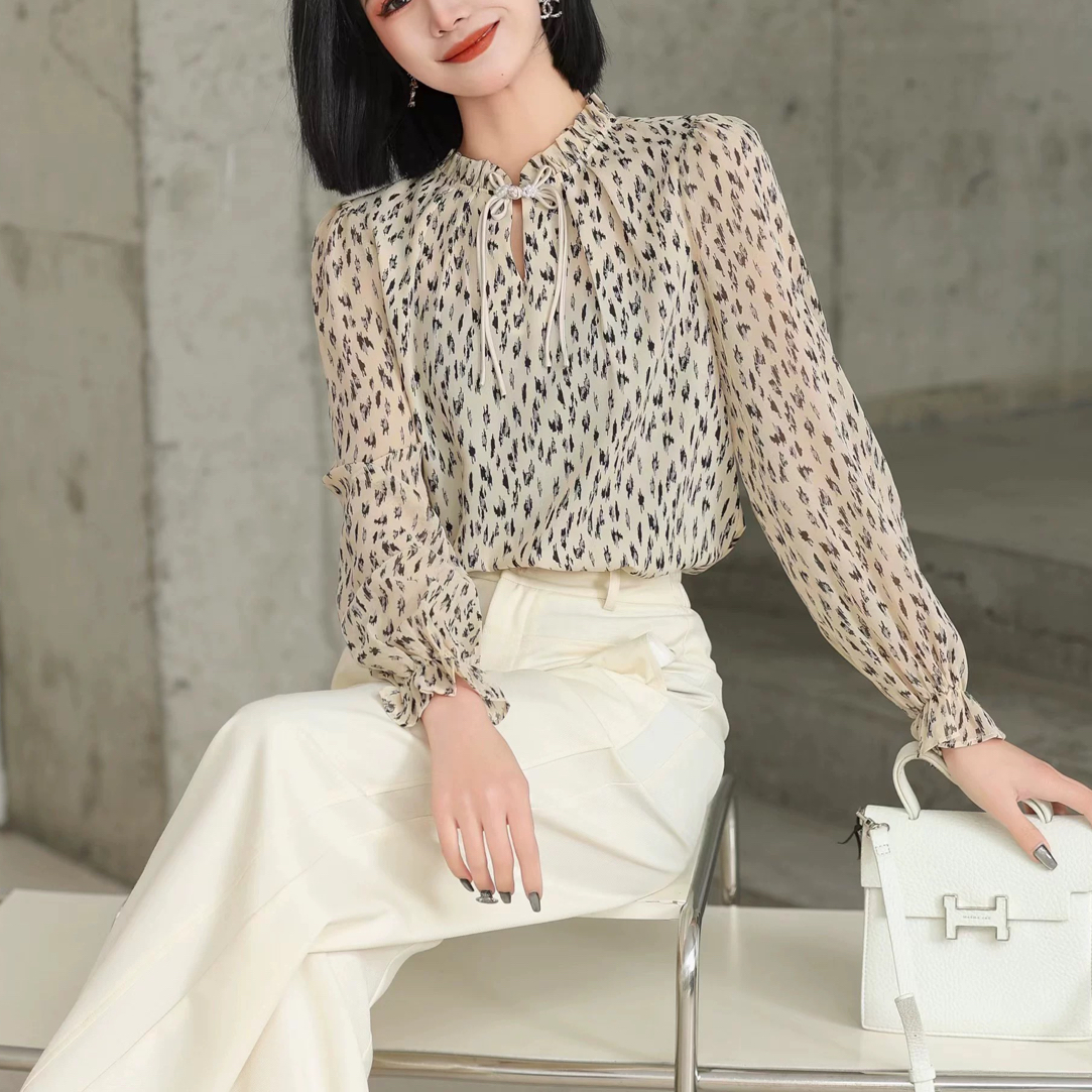 【Z3257】法式轻奢通勤百搭衬衣长袖洋气时尚衬衫春季新款女E4