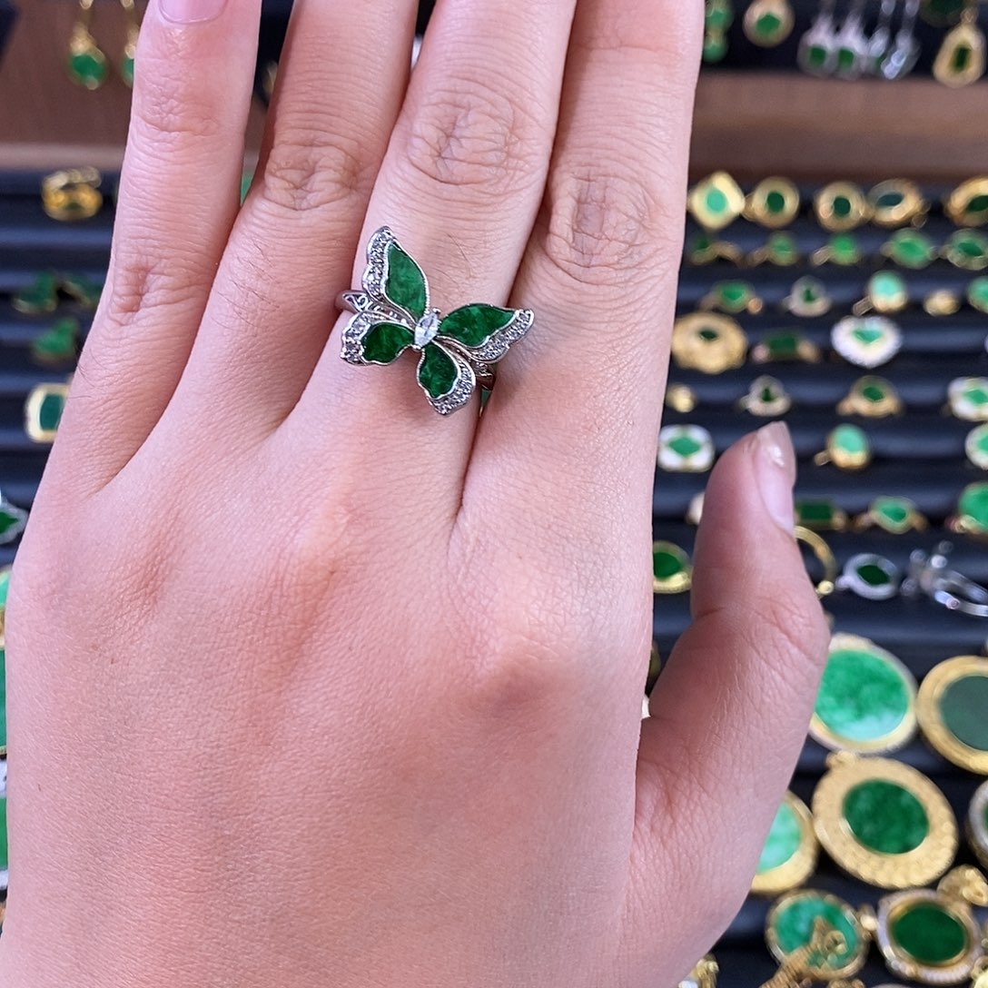 小***儿翡翠未镶嵌耳饰缅甸翡翠戒指