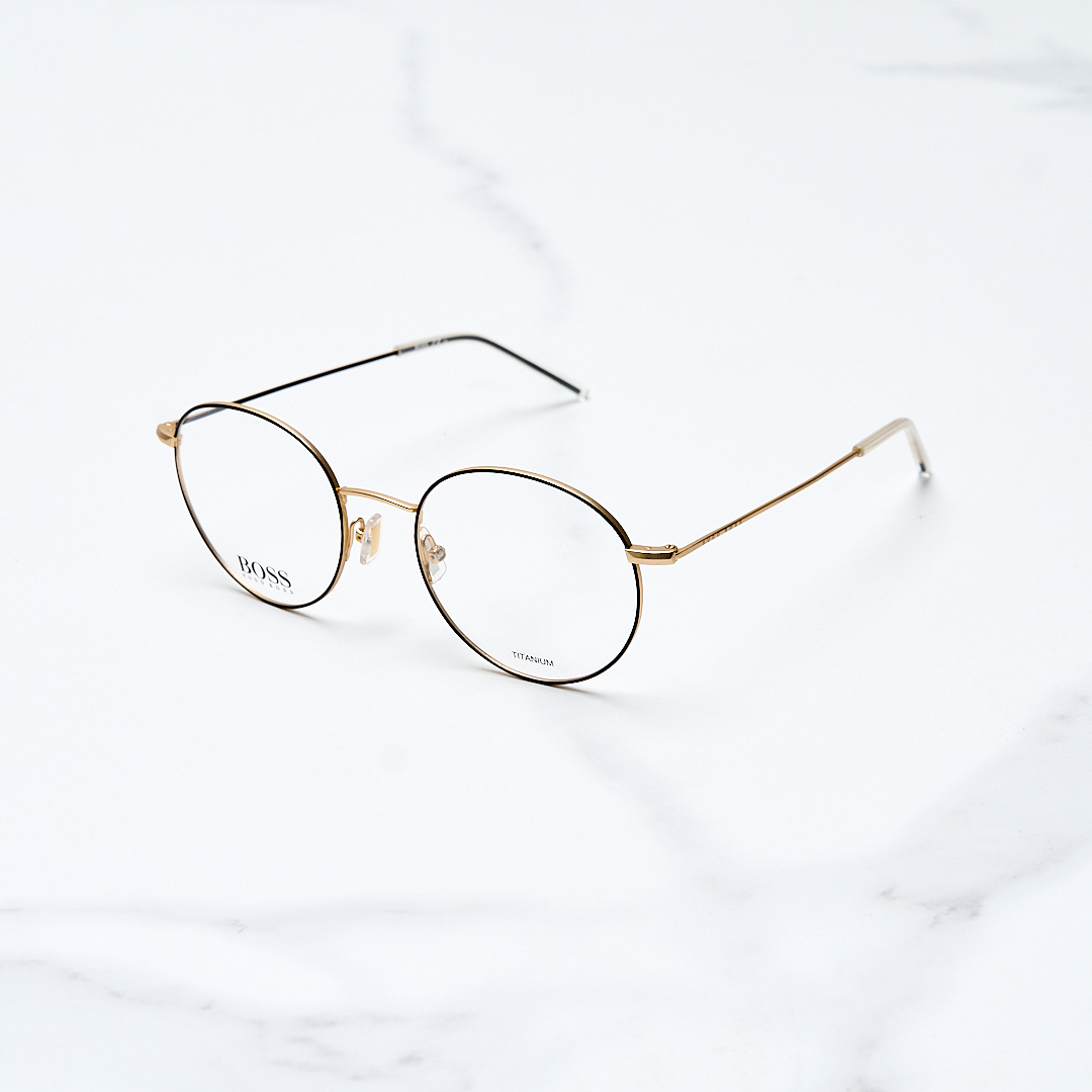 未使用 HugoBoss/雨果博斯 男士圆形钛金属平光镜/BSBW00242