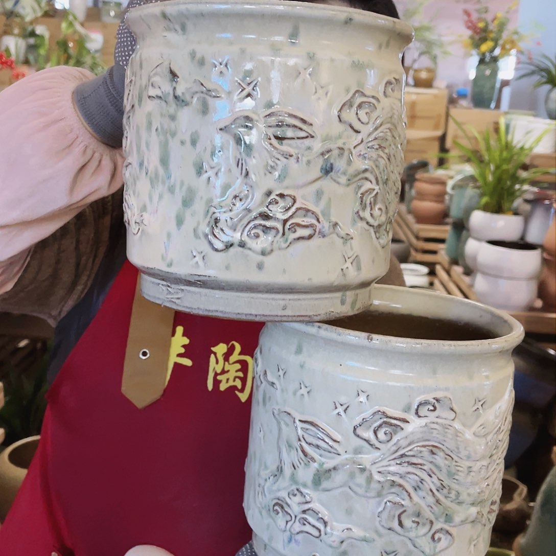 紫砂花盆高度18口径18