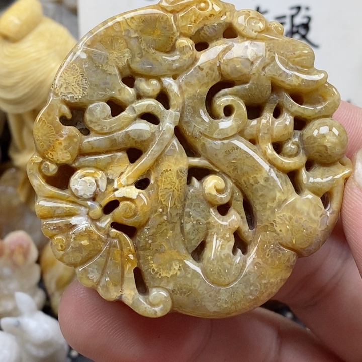 颈饰未镶嵌硅化珊瑚（珊瑚玉）有瑕