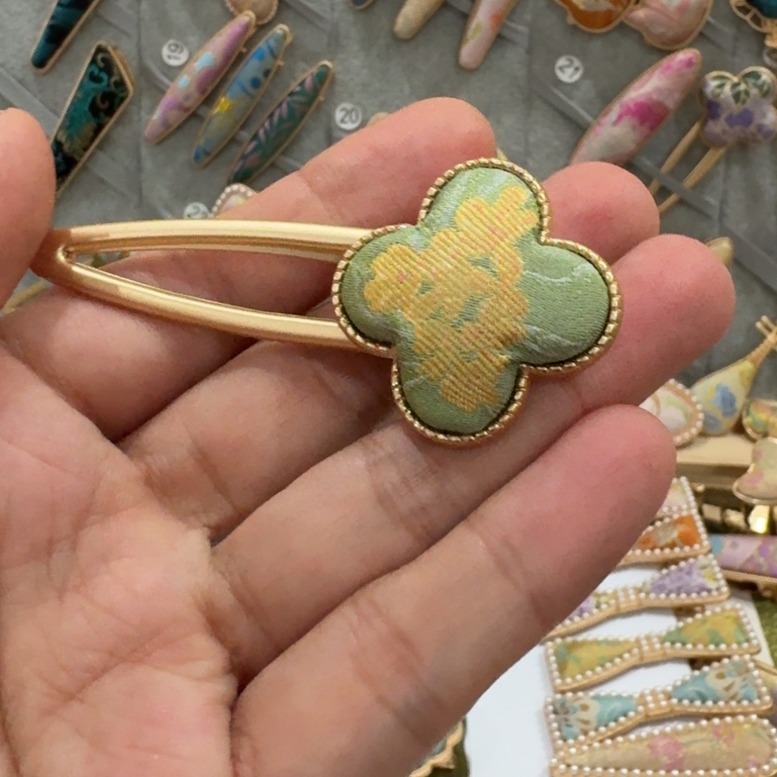 皮质铁合金宋锦桑蚕丝发夹