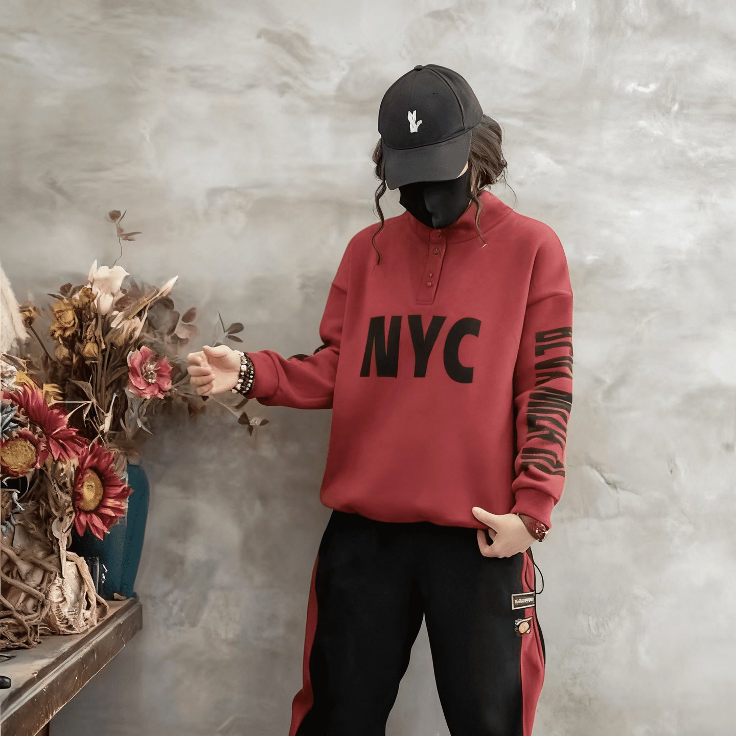 18188-1新款秋冬加绒百搭休闲减龄宽松显瘦休闲套装