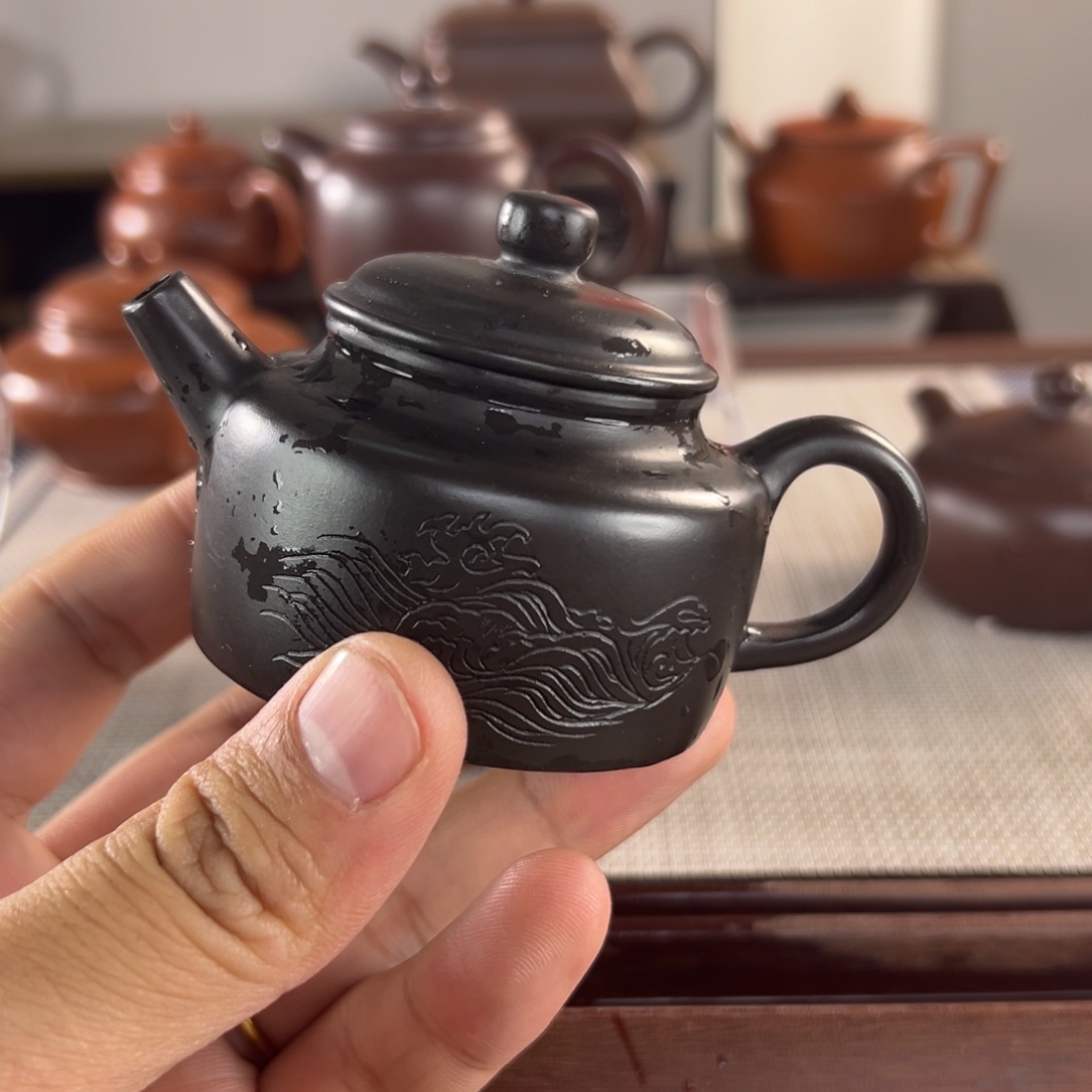 紫砂宜兴紫砂 微瑕茶壶左*言