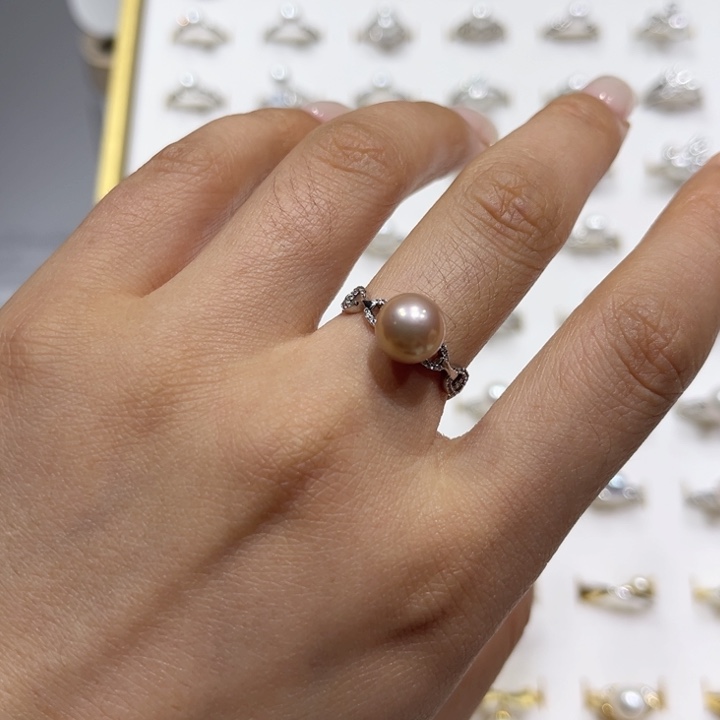 戒指银S925镶嵌淡水珍珠