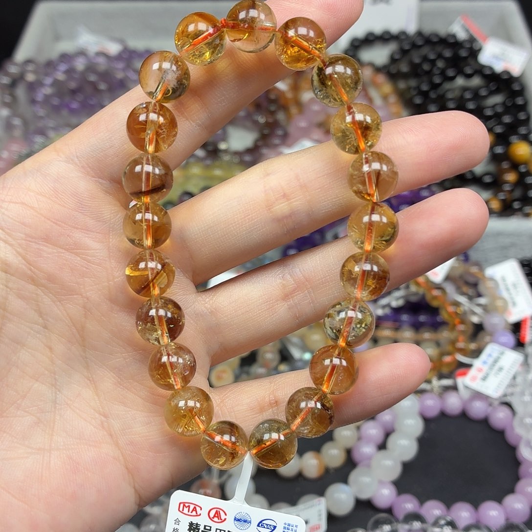 水晶未镶嵌手串卡9+精品巴西黄塔水晶16