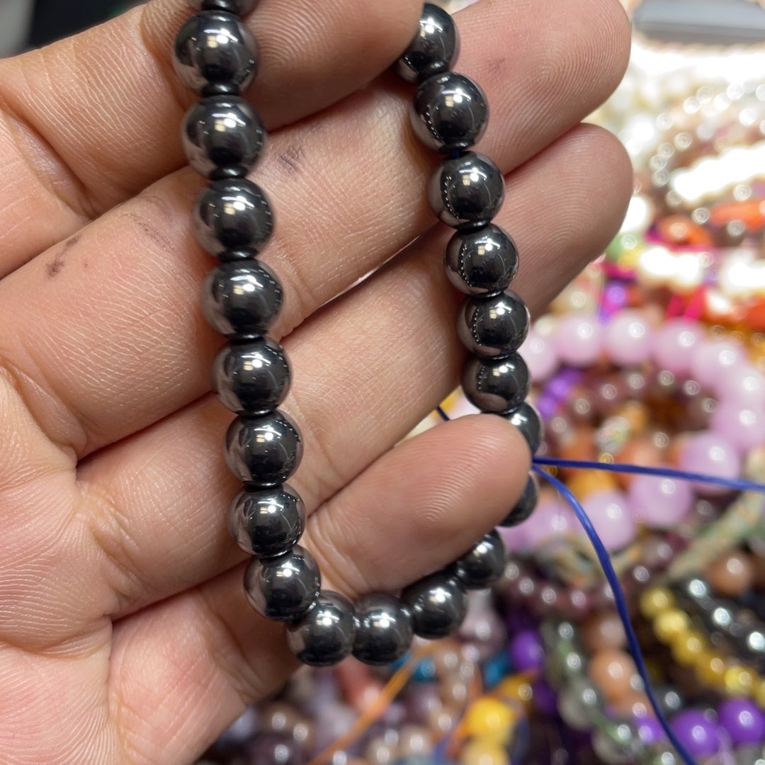 烟晶手链银S800镀金镶嵌