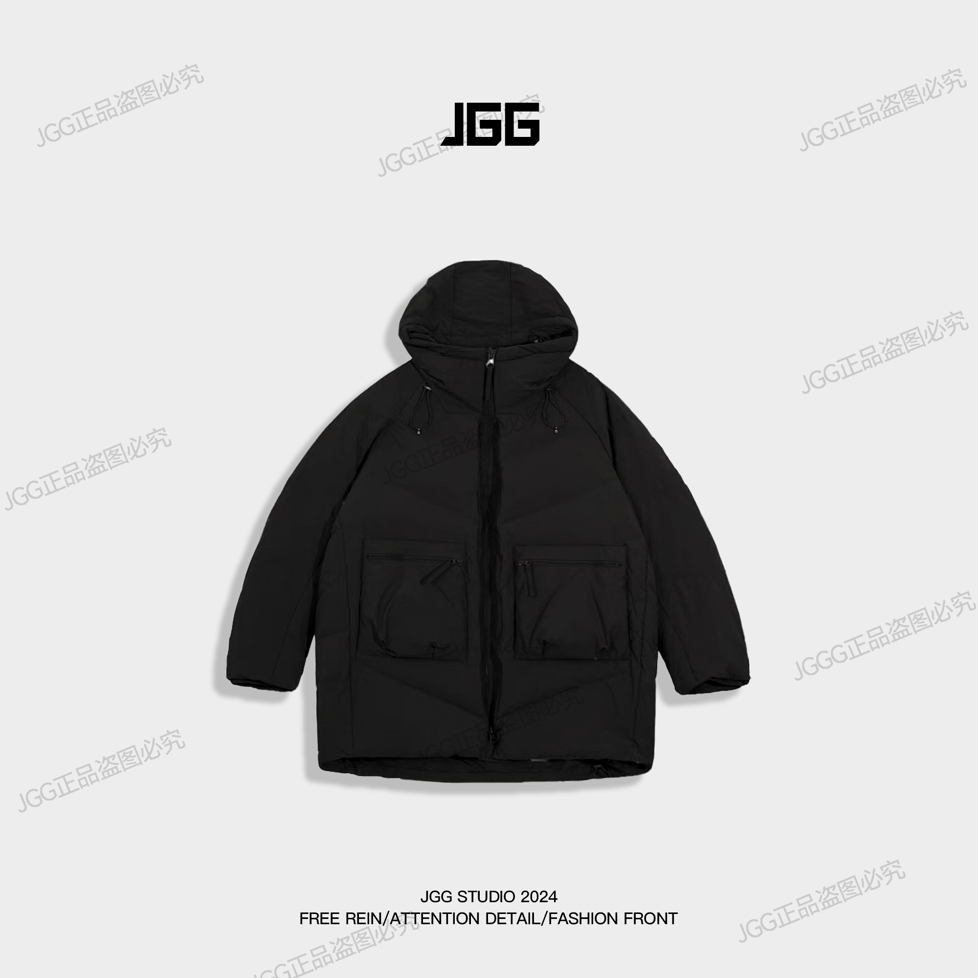 鸡哥哥24A/W 中长款立领羽绒 90白鸭绒连帽羽绒服