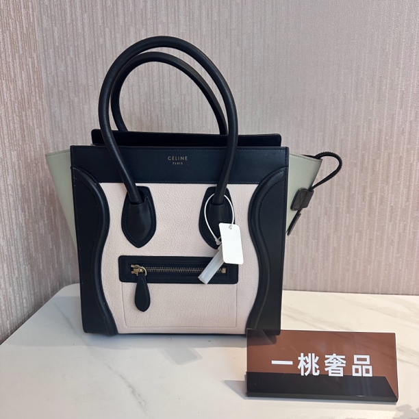95新 Celine/思琳 一桃/思琳 拼色笑脸手提