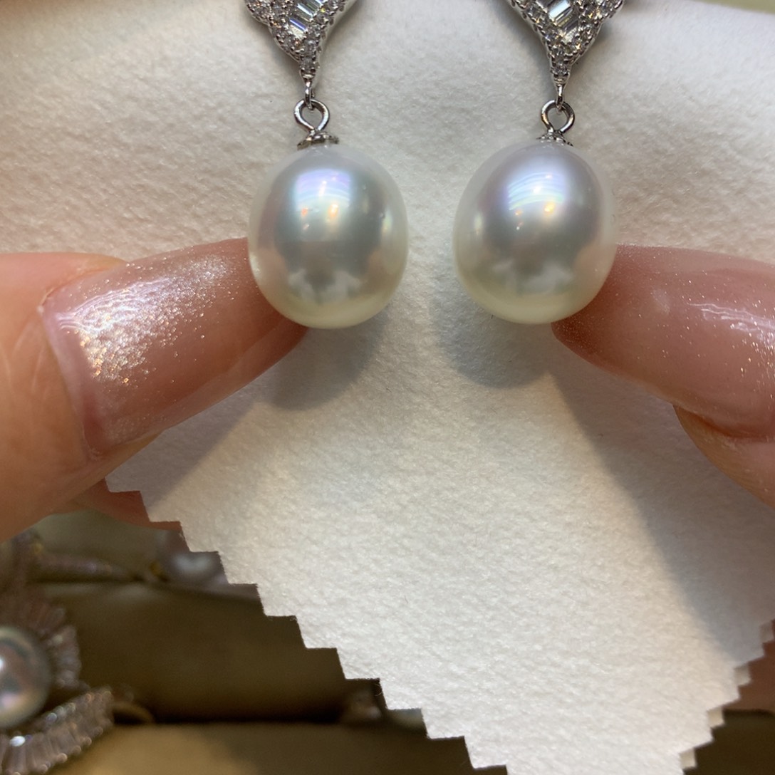 银S925镶嵌耳饰海水珍珠