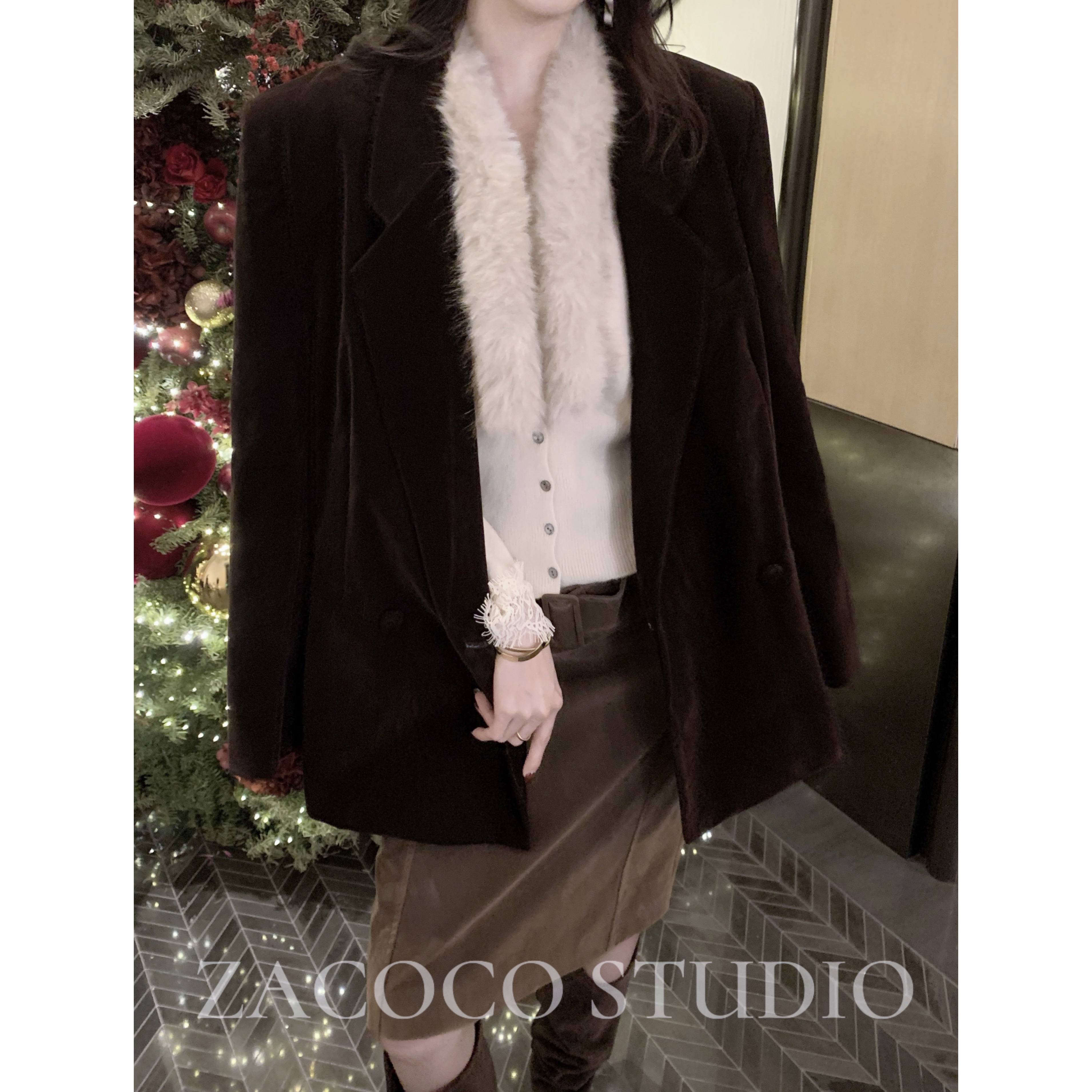 【ZACOCO】秋季新款时尚洋气百搭拍照必备流行西装翻领外套3648