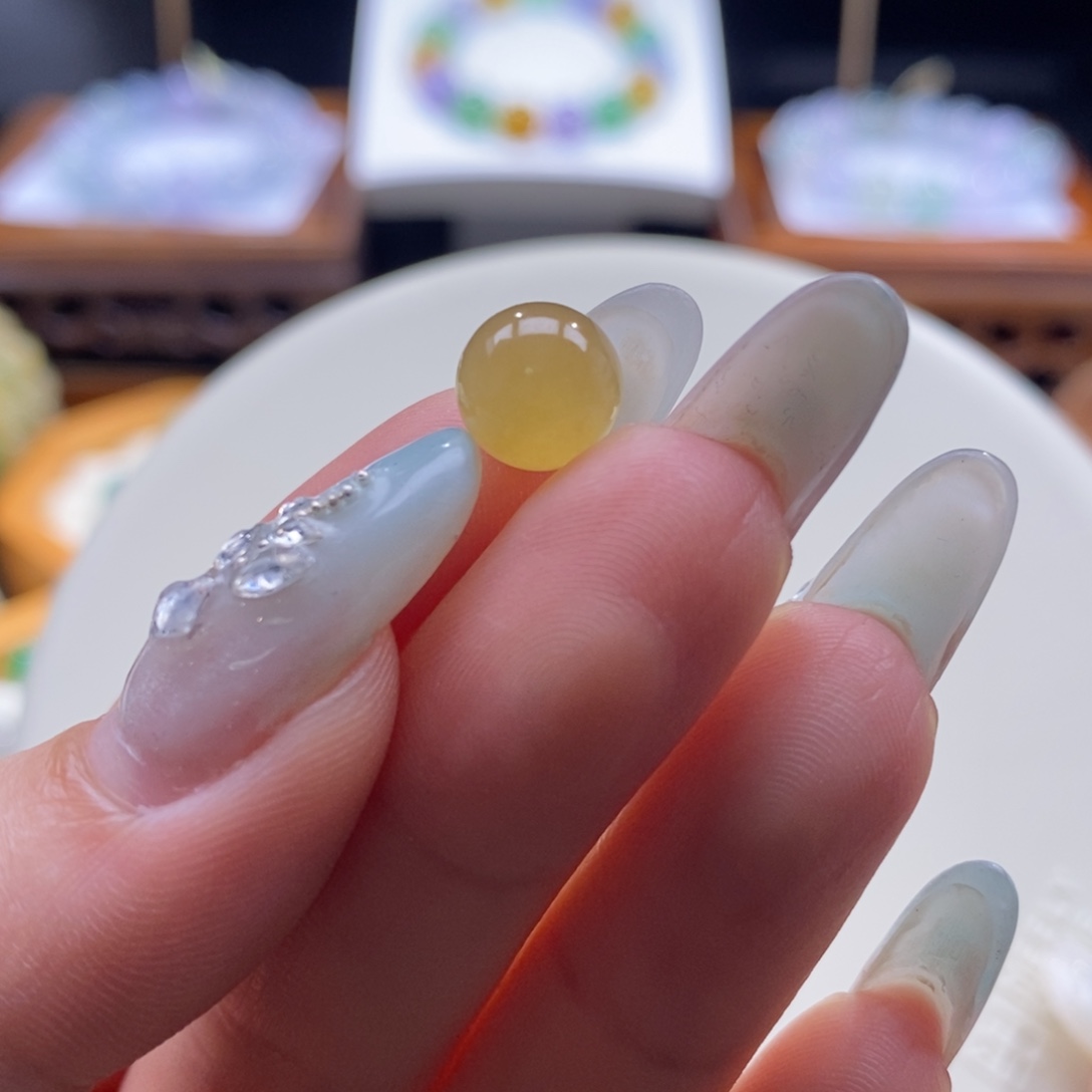 翡翠未镶嵌颈饰翡翠种水橙黄珠卡8.5mm