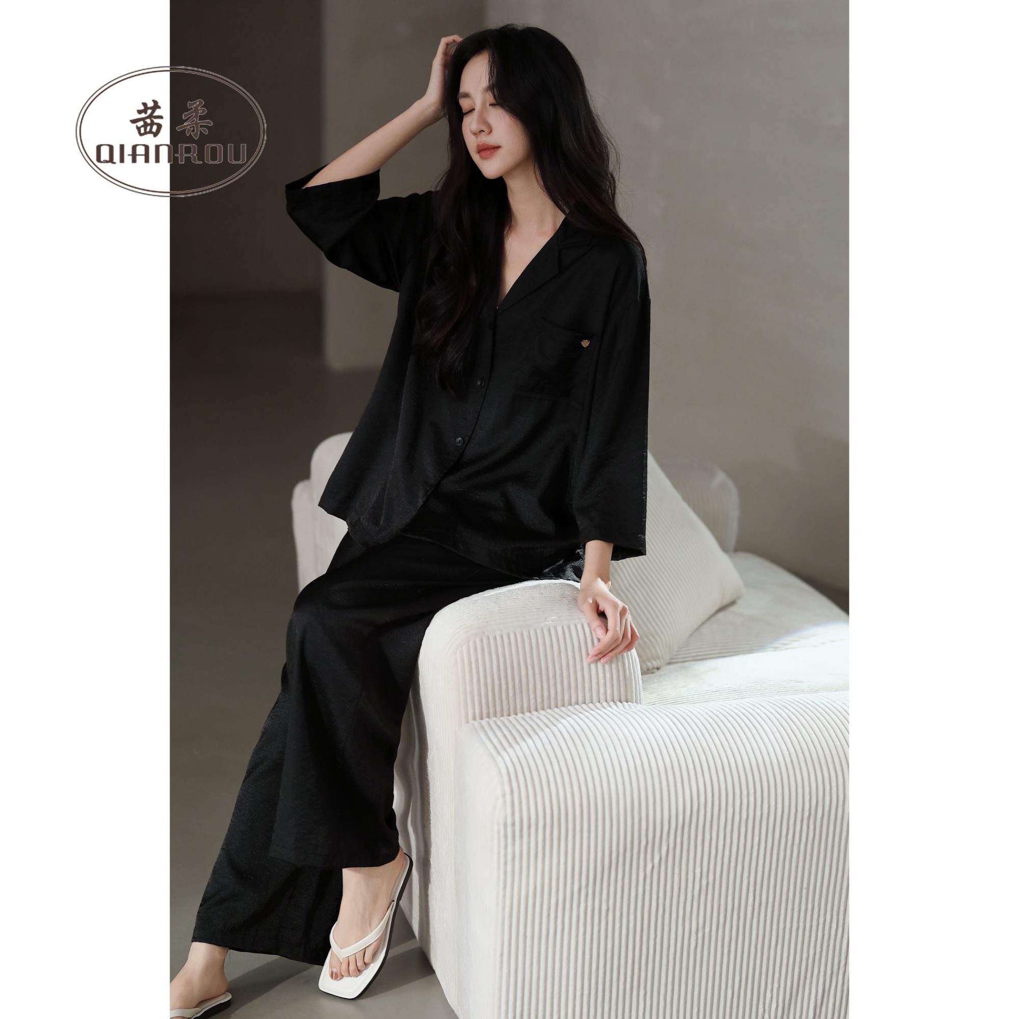 茜柔睡衣女士2025休闲睡衣秋季款舒适宽松大码四季可穿家居服套装