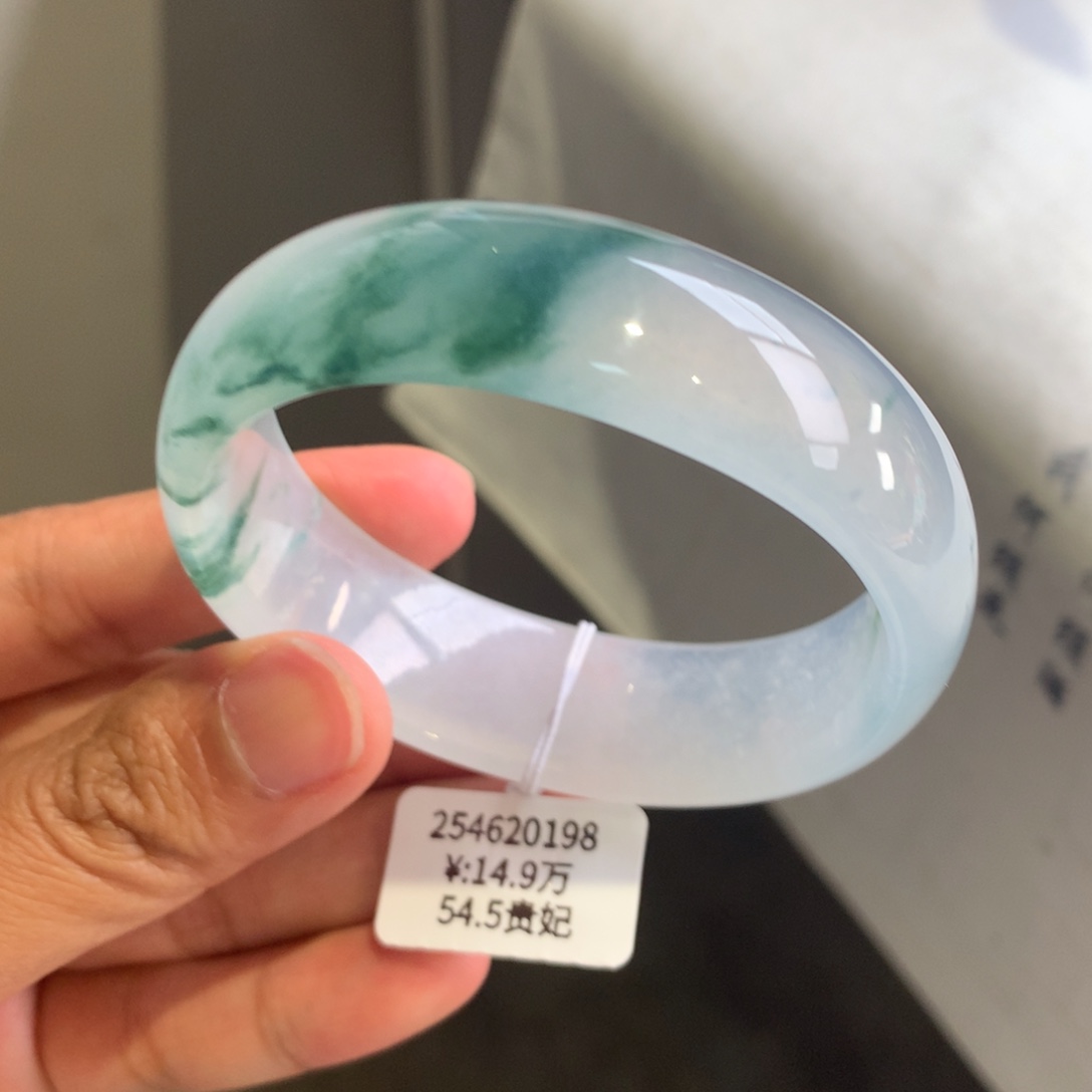 翡翠手镯未镶嵌冰飘花轮胎贵妃手镯