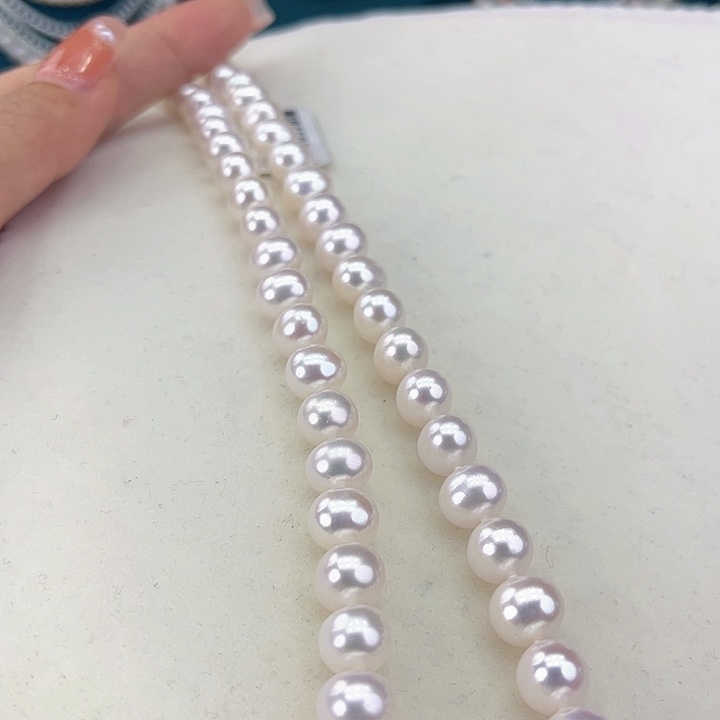 淡水珍珠颈饰银S925镶嵌8-9极光冷白