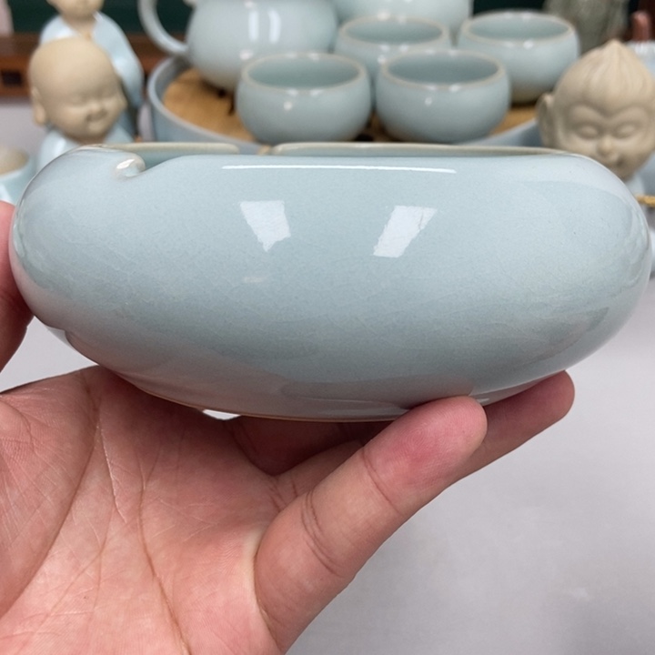 瓷志***5天青色瑕烟灰缸天青色