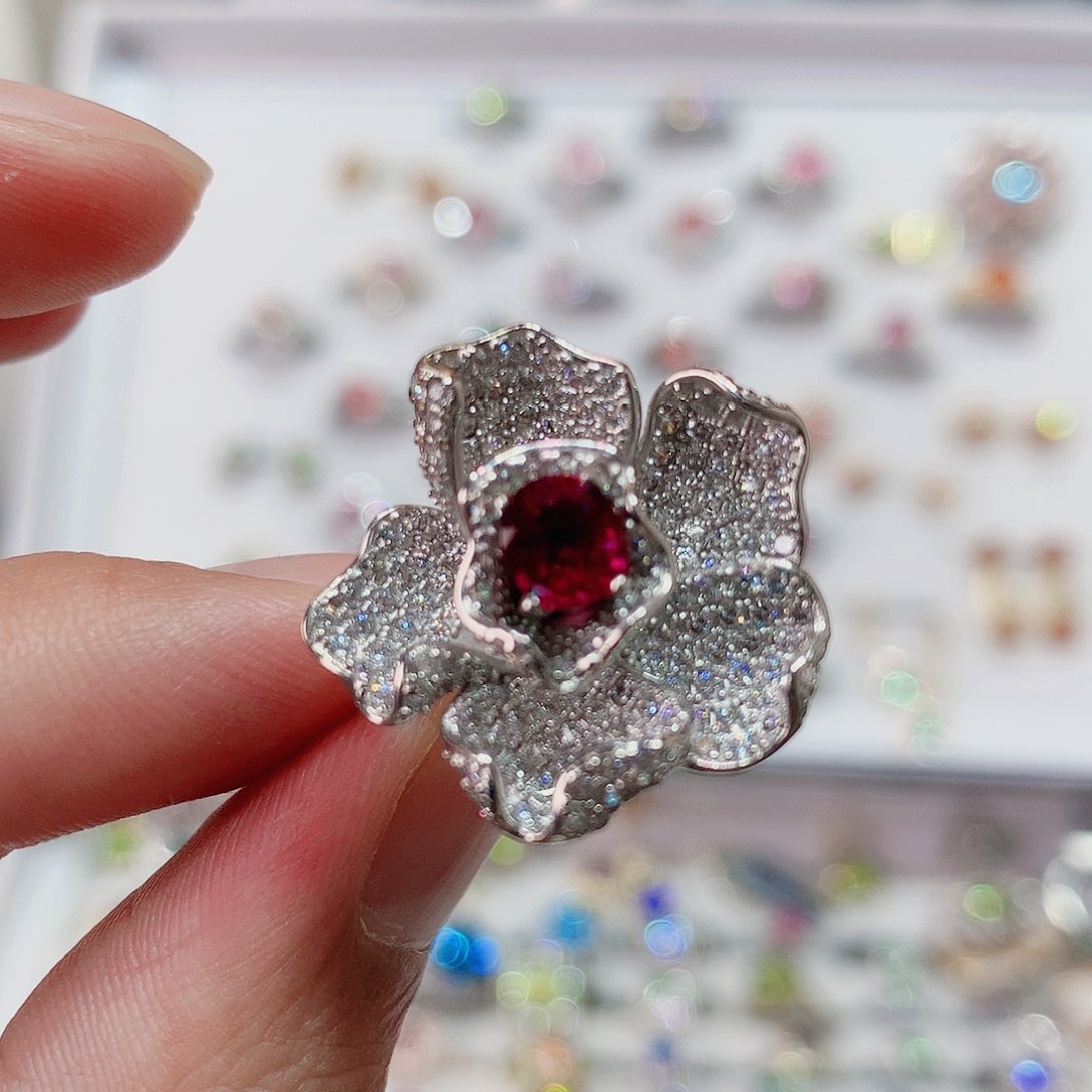 碧玺戒指戒指银S925镶嵌