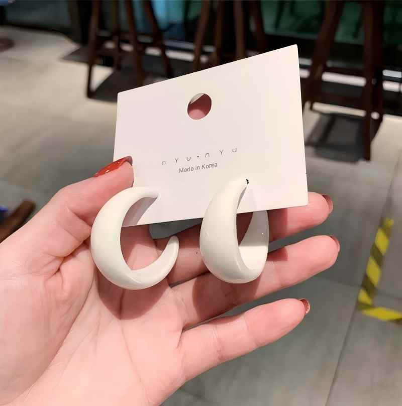 合金亚克力耳饰 A113法式C型耳钉玫瑰的故事黄亦玫925同款耳环