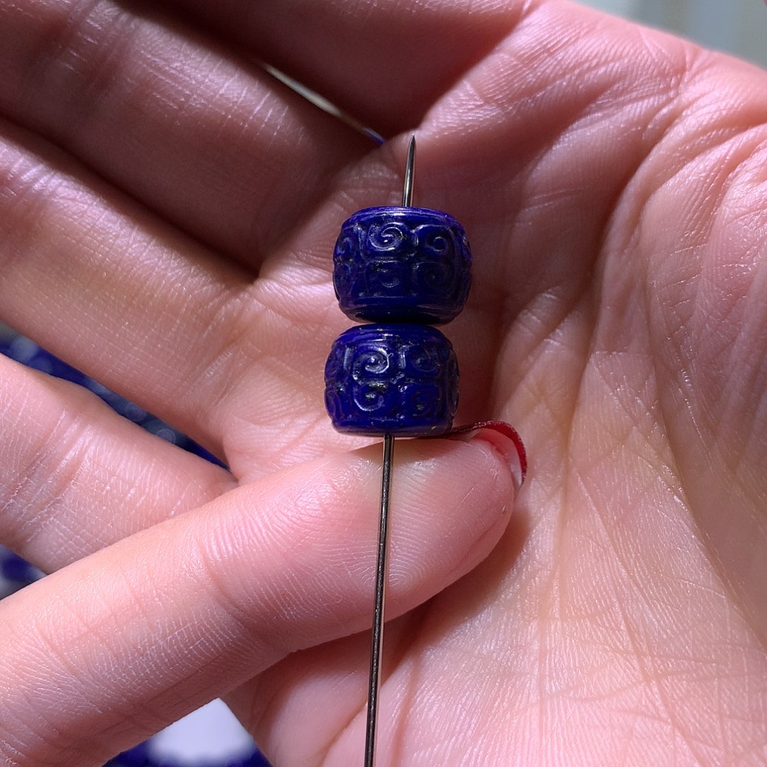 青金石未镶嵌天然原矿回纹珠1 1 m +