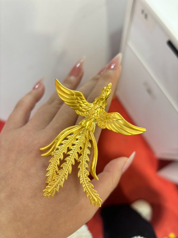 足金黄金凤凰戒指9.12克