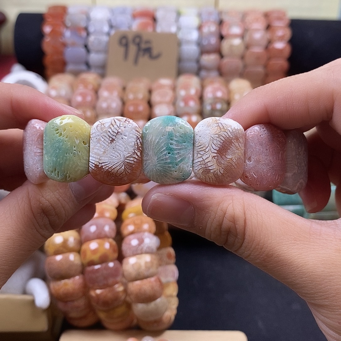 硅化珊瑚（珊瑚玉）未镶嵌手牌 上新21