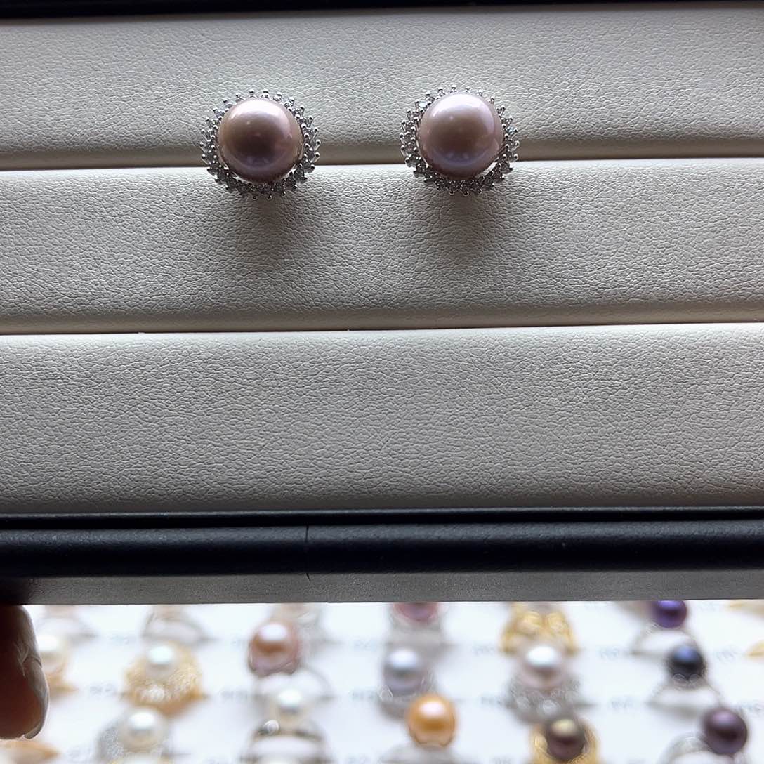 淡水珍珠耳饰银S925镶嵌