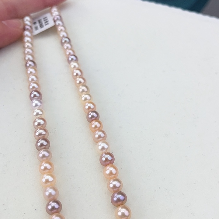 淡水珍珠颈饰银S925镶嵌卡6炫彩高品