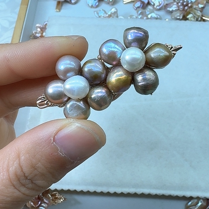 淡水珍珠发饰银S925镶嵌