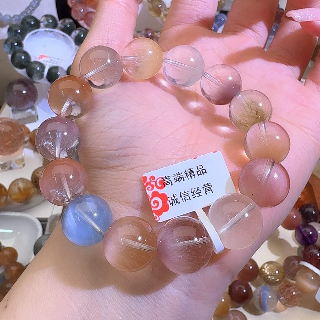 水晶手链未镶嵌天然兔毛手串定制