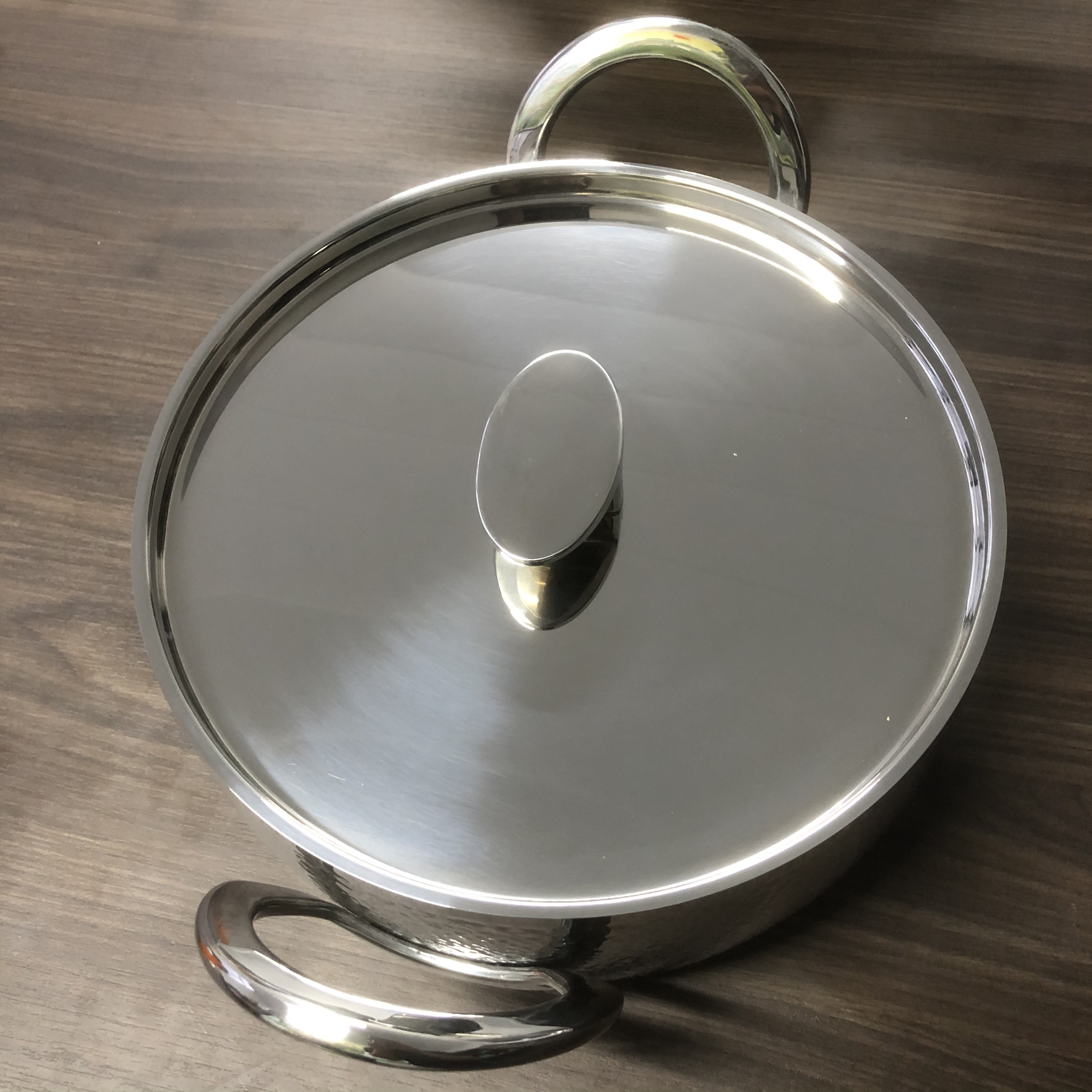 出外贸，锤纹汤锅带盖子，口径24cm，高度13cm