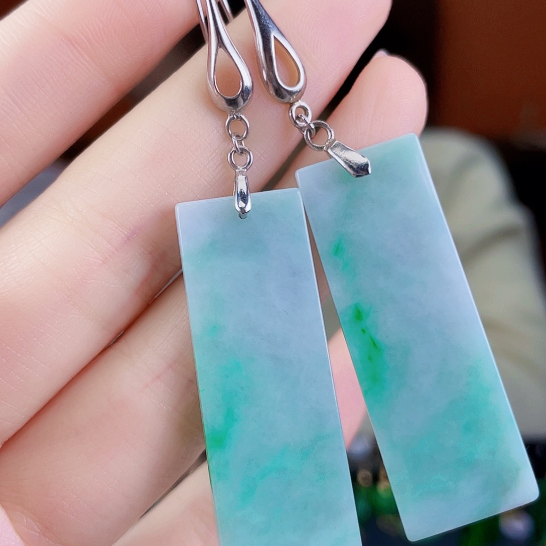 翡翠银S925镶嵌耳饰