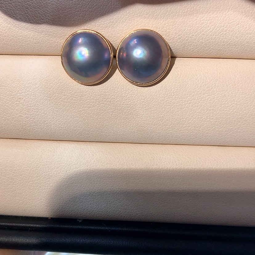 【闪购商品】耳饰拼合珍珠（马贝珠）18K金镶嵌