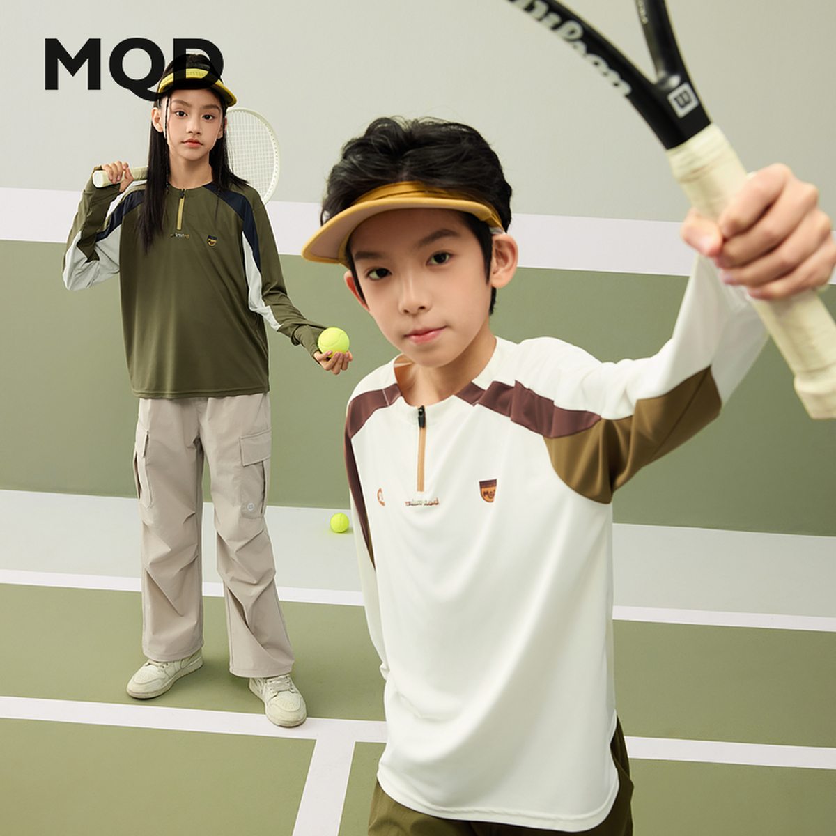 MQD童装25春季新品男女童亲肤长袖跑步瑜伽健身T恤9651W0307