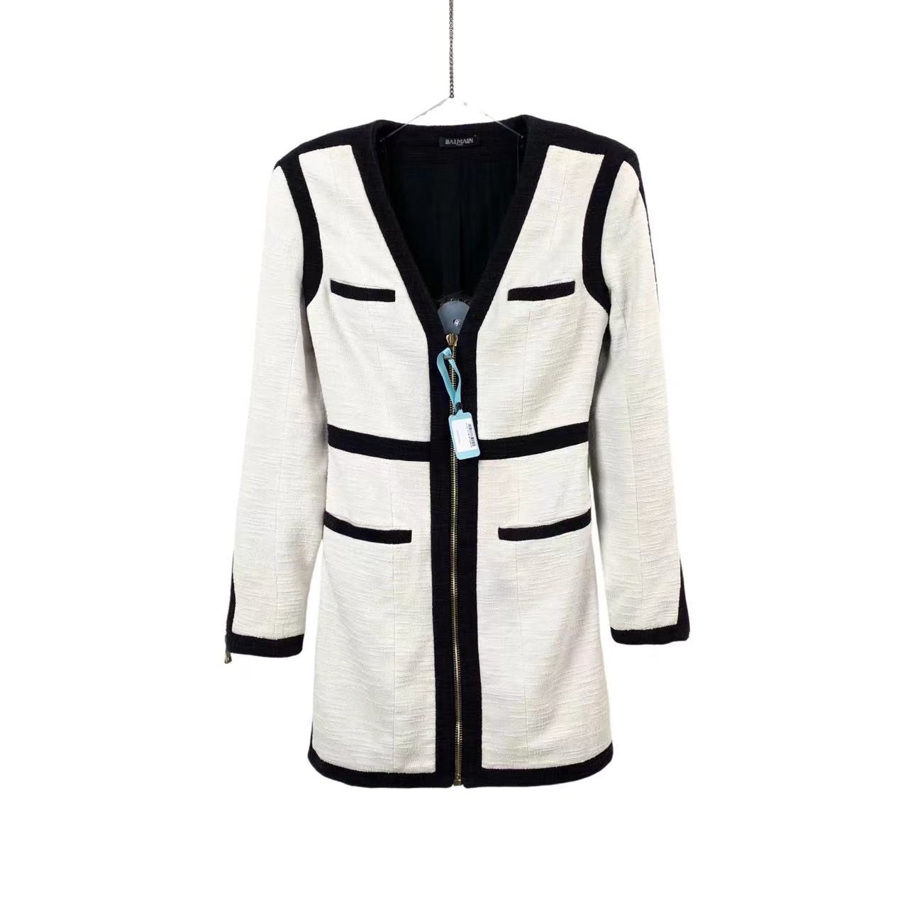 95新 BALMAIN/巴尔曼 bb一二四八棉 经典黑白连衣裙 40码 