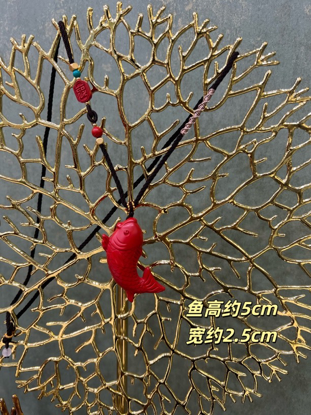 朱红色年年有鱼挂饰