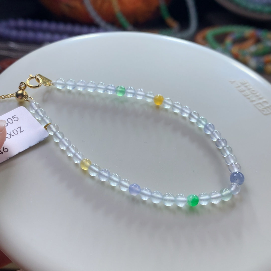 手链翡翠未镶嵌翡翠玻璃钢冰茅台白卡3.50～4+