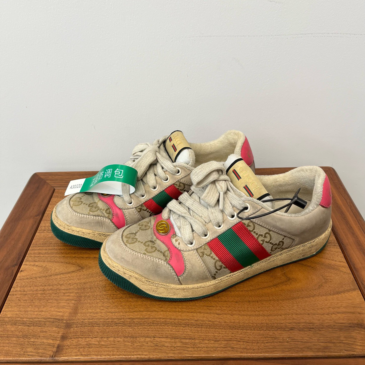 95新 GUCCI/古驰 老花粉尾脏脏鞋/36码/30320