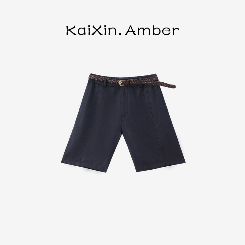 【简约公式】 时尚休闲 简约气质感 垂感亚麻 短裤 KX