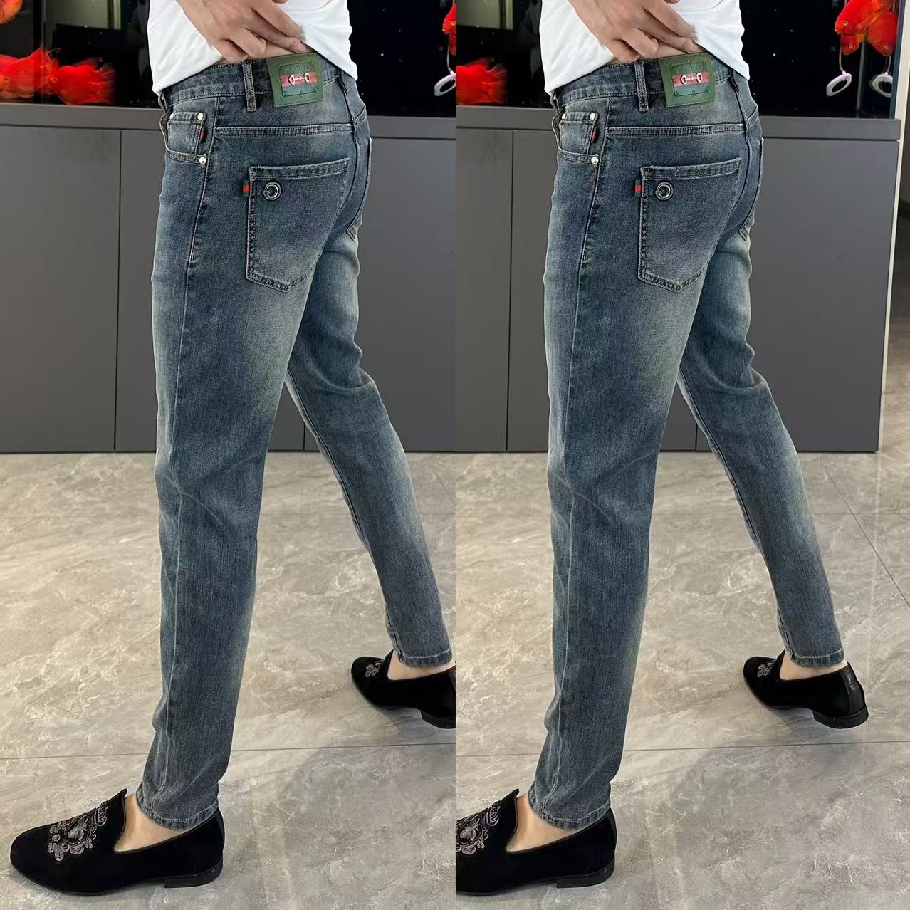 裤子男修身显瘦小脚裤男潮流舒适百搭牛仔裤个性弹力长裤春季新款