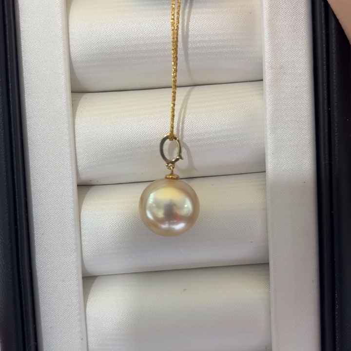海水珍珠漏金珠万能扣吊坠12-13mm18K金镶嵌