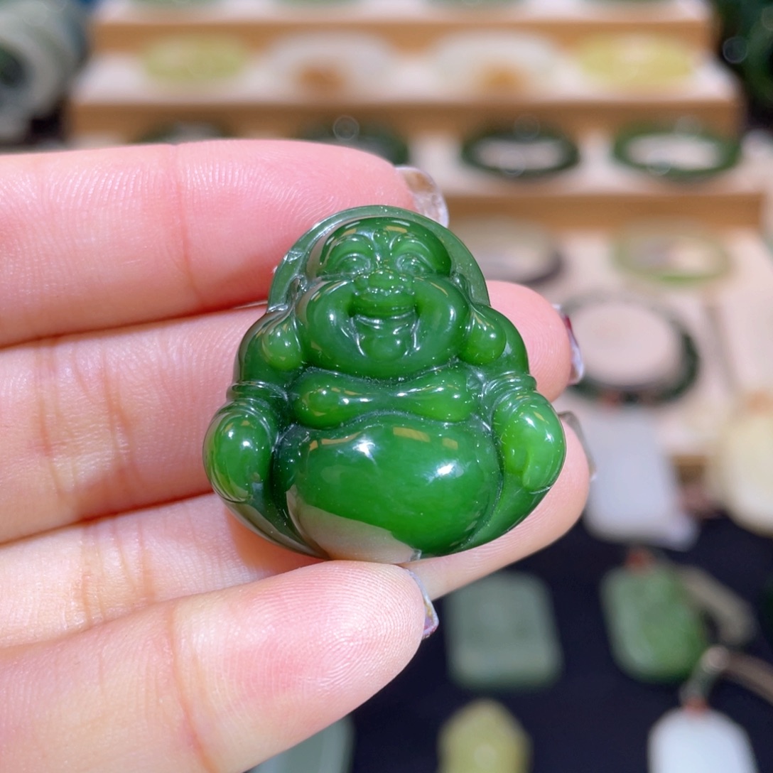 和田玉收藏级碧玉佛公未镶嵌