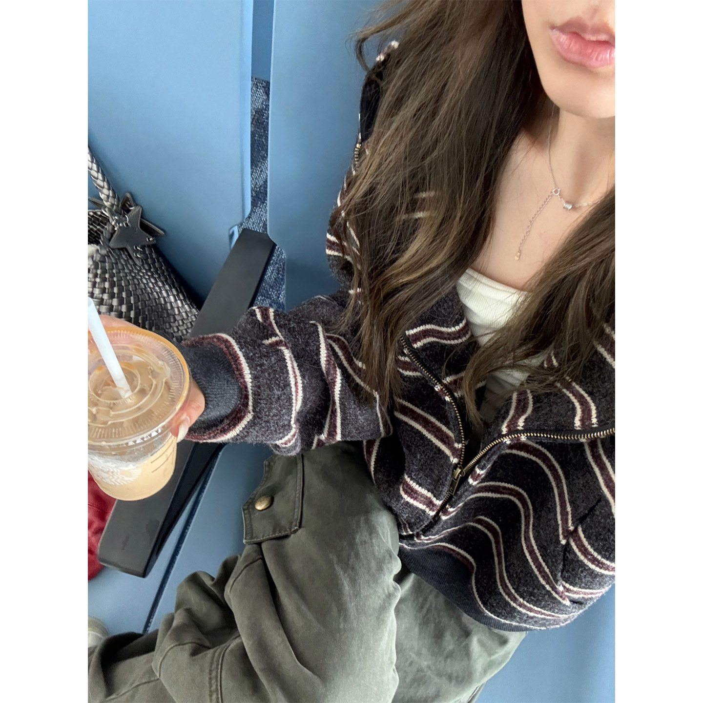 番茄妹妹Tomatosister 美式复古条纹卫衣设计感连帽外套开衫女