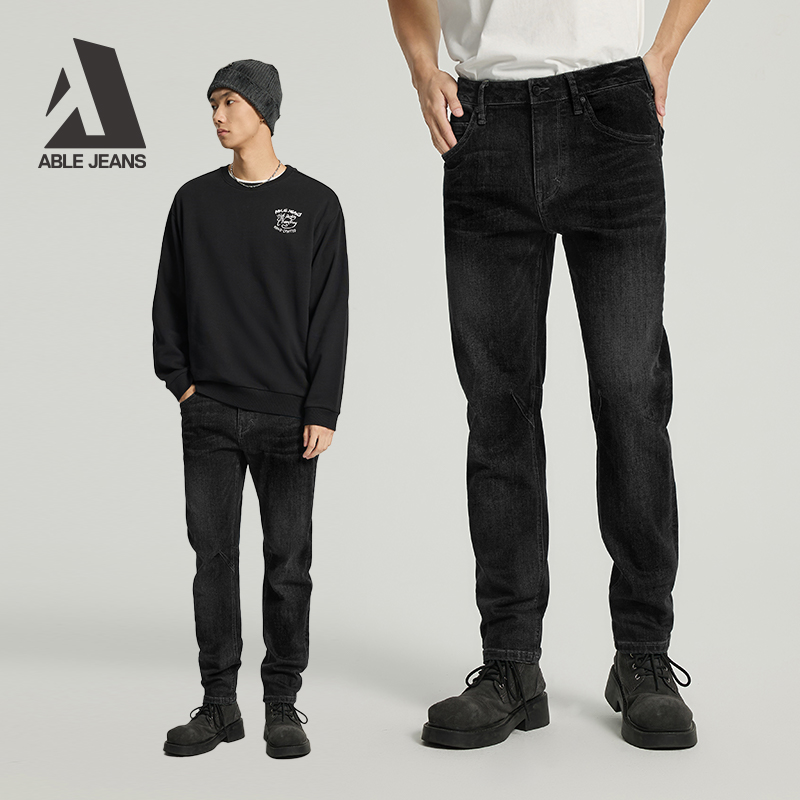 ABLEJEANS【大V裤】新款四季锥形舒适秋香蓝男款牛仔裤
