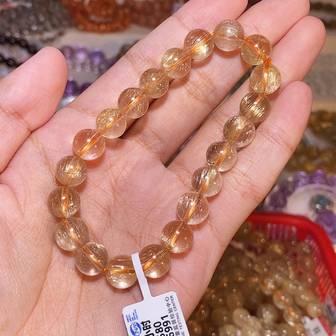 蓝***蓝发晶手串未镶嵌发晶9mm